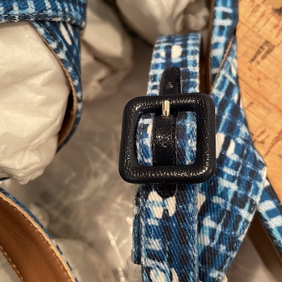 TABITHA SIMMONS gingham Elena blue NWT check cork platform volley 37 and 38.5 - Picture 10 of 16